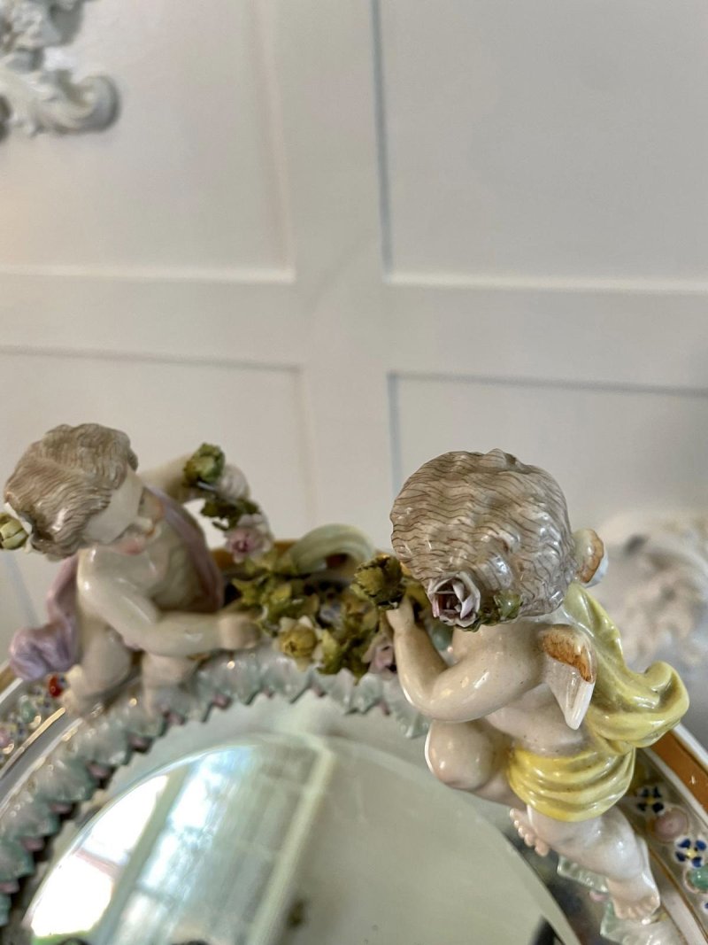 Large Antique Continental Porcelain Easel Mirror - Image 11